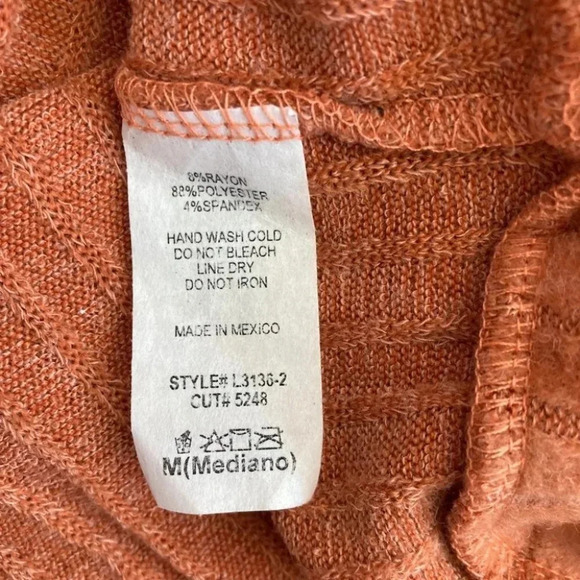 Ginger G Cardigan Medium Terracotta Button Front V-Neck Ribbed Sweater Pockets - Picture 6 of 6